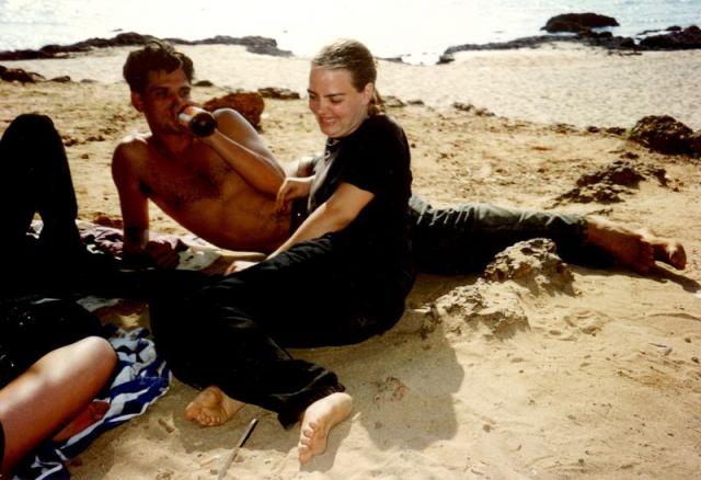 Having lovely indian beer on the beach.jpg
