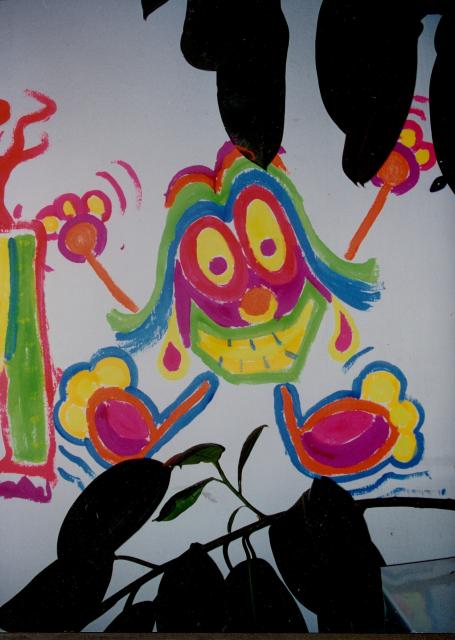 Wielands wallpaintings with 'Arms Up !'