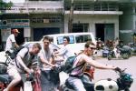 Ralf, Dan and Wieland, "born to be wild" in front of KIM's Cafè - HCMC April 1995